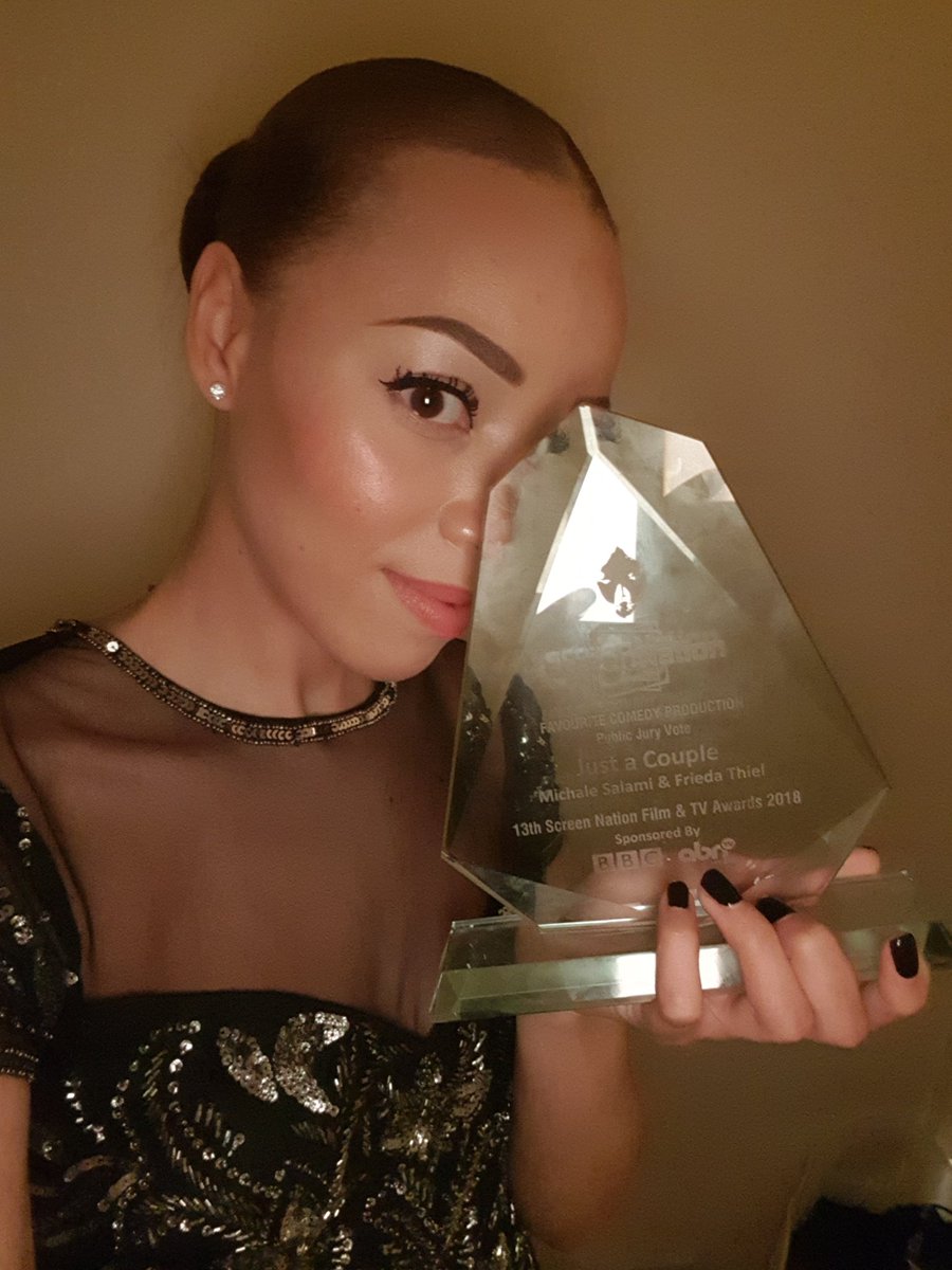 friedathiel's tweet photo. Last night we won ' Favourite Comedy Production' at the  @ScreenNation awards for #JustACouple 🏆 - big ups the team @SebastianThiel @MrMSalami @bigtalk @bbcthree 💖🙌✊ https://t.co/oo9dJb78fV