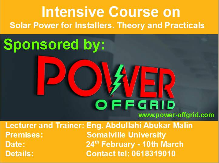 GuledWiliq's tweet photo. @PowerOffGrid is sponsoring 2wk intensive #solar training for it's employees & training unemployed youth that need z know-how 2 become self employed in #renewableenergy #BeyondTheGrid #SDG7 #PowerAfrica #Mogadishu #offgridsomalia https://t.co/lodVdO16DC