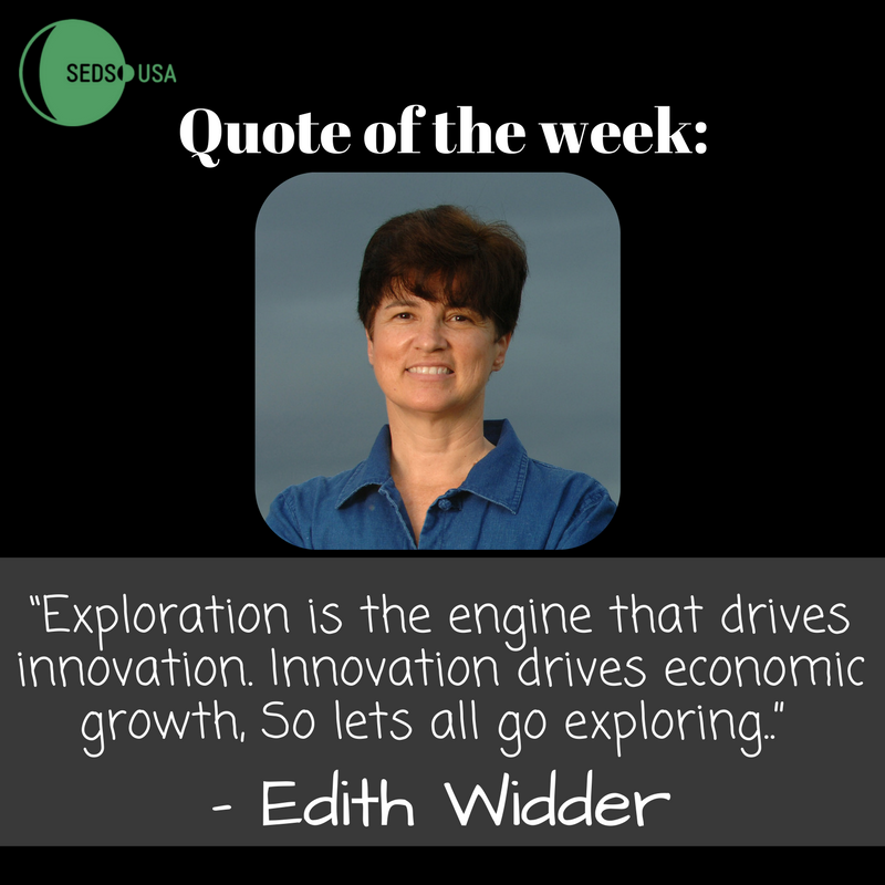 SEDS_UNT's tweet photo. Quote of the Week! #SEDS #SEDSUNT #quote #science #space #exploration #explorespace #UNT #untstudents #spacequote #EdithWidder #quoteoftheweek #Widder #quotes https://t.co/J8LA6ThE1f