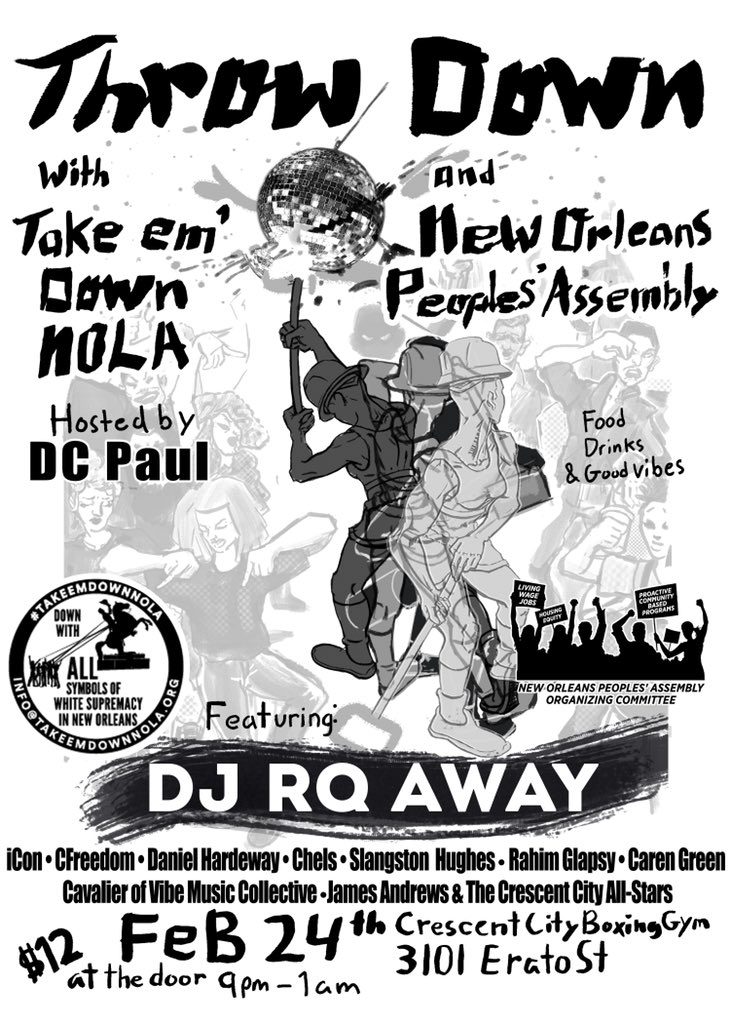 THIS SATURDAY. DJ @RQaway spinning. 9 dope artists <a href="/iCONtheARTIST/">iCon</a> <a href="/Cavwins/">Cavalier ⚔</a> , <a href="/_thegreatglaspy/">Rahim Glaspy</a> <a href="/IAmCarenGreen/">Caren Green</a> Chels <a href="/PookeyMalibu/">Baba Slang(ston) Hughes</a> <a href="/CfreedomHIPHOP/">Cfreedom Photography</a> <a href="/DanielHardeway/">Daniel Hardeway</a> 
#TakeEmDownThrowDown
Share! takeemdownnola.org/events/