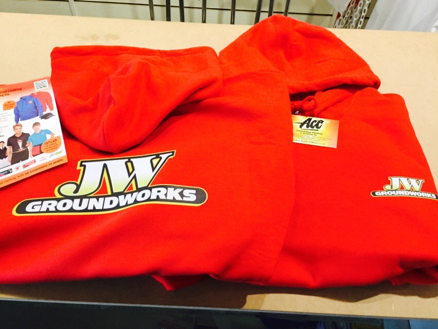 AcePrintwear's tweet image. CUSTOMISED WORK HOODS!!! 

A full digital print for JW groundwork's company,  Using a Cherry red Hoody to compliment the colours of the logo... 

#Makeyourbrandstandout  #printing #workwear #embroidery #groundworks

info@aceprintwear.co.uk  TEL: 01803 291551