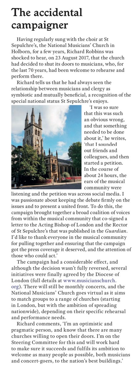 STNMC1's tweet photo. NEW Article about the Musicians’ Church in Cathedral Voice. Just to remind the Diocese Of London we haven’t forgotten what you’ve promised. #MusiciansChurch https://t.co/8gqIJ80lfR