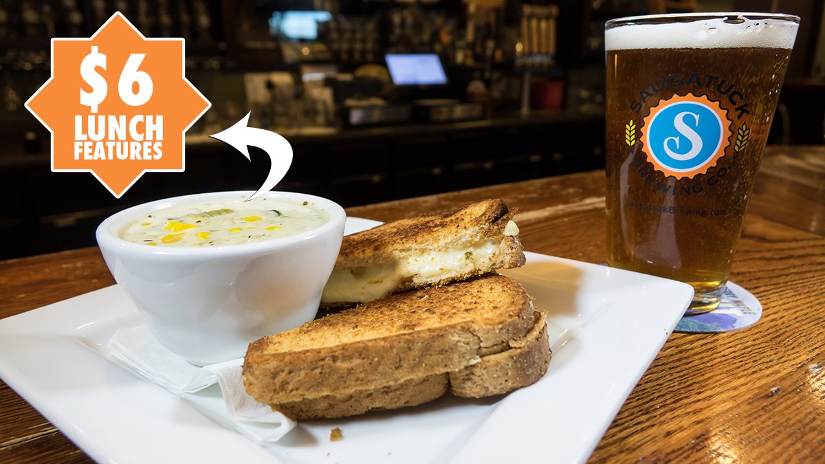 saugatuckbrew's tweet photo. Looking for a place to do lunch? We're currently offering $6 Lunch Features Monday - Thursday (11:30 am - 4:00 pm). Choose from 3 options including:
🔹Southern Fried Chicken
🔹Cup of Soup & Grilled Cheese
🔹Chicken Salad Wrap
#EatLocal #LunchFeatures #HeresToHappy https://t.co/SKw1GXWAfQ
