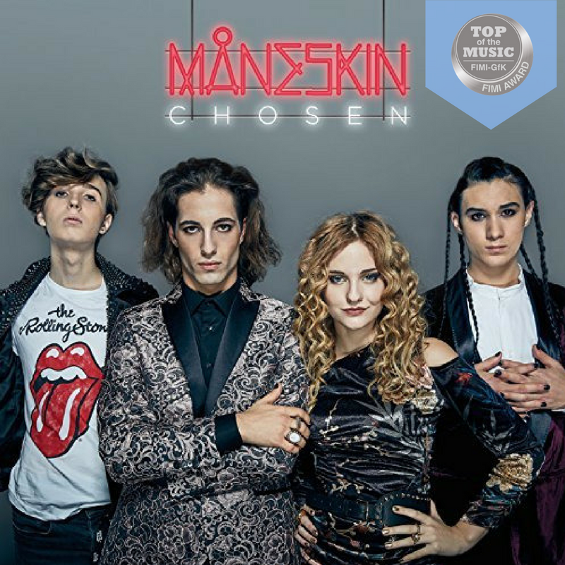 FIMI_IT's tweet photo. Tra i #FIMIAwards di oggi ci sono anche i @ThisisManeskin, che conquistano il platino per l’album #Chosen. 
Congratulazioni, ragazzi! 🎉🎉 https://t.co/QwORTtMHUI