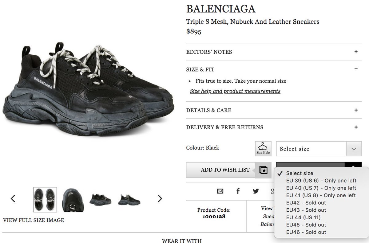 balenciaga sizes in us