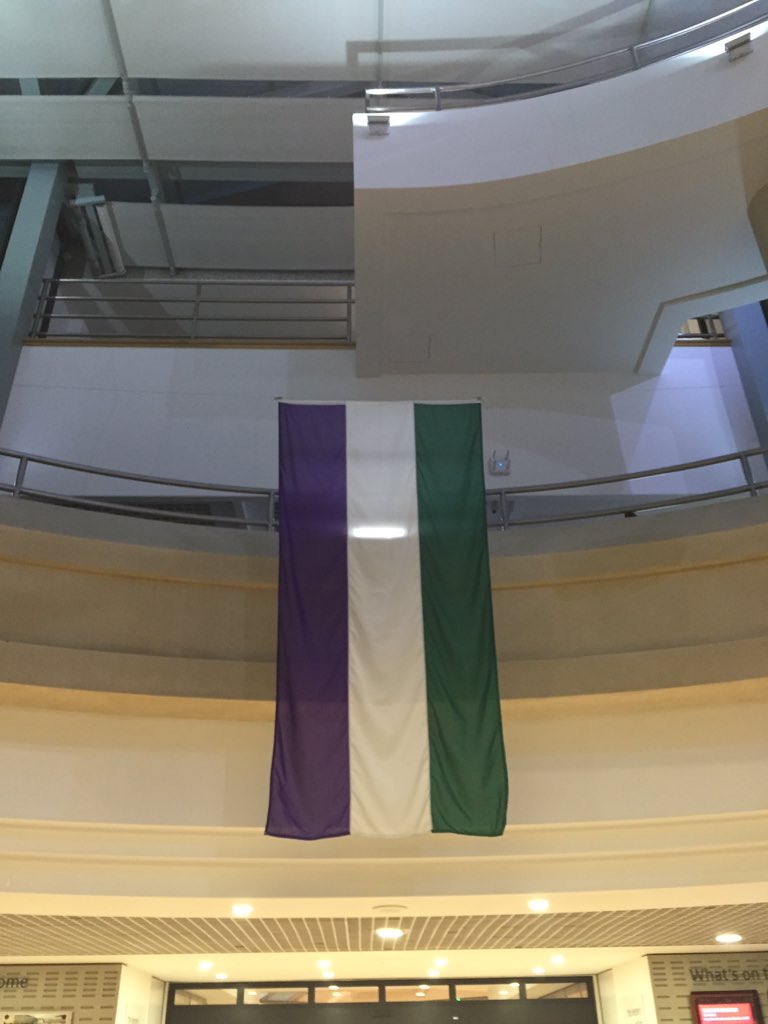 And the flag is up @UkNatArchives! #SuffrageFlagRelay #FollowTheFlag