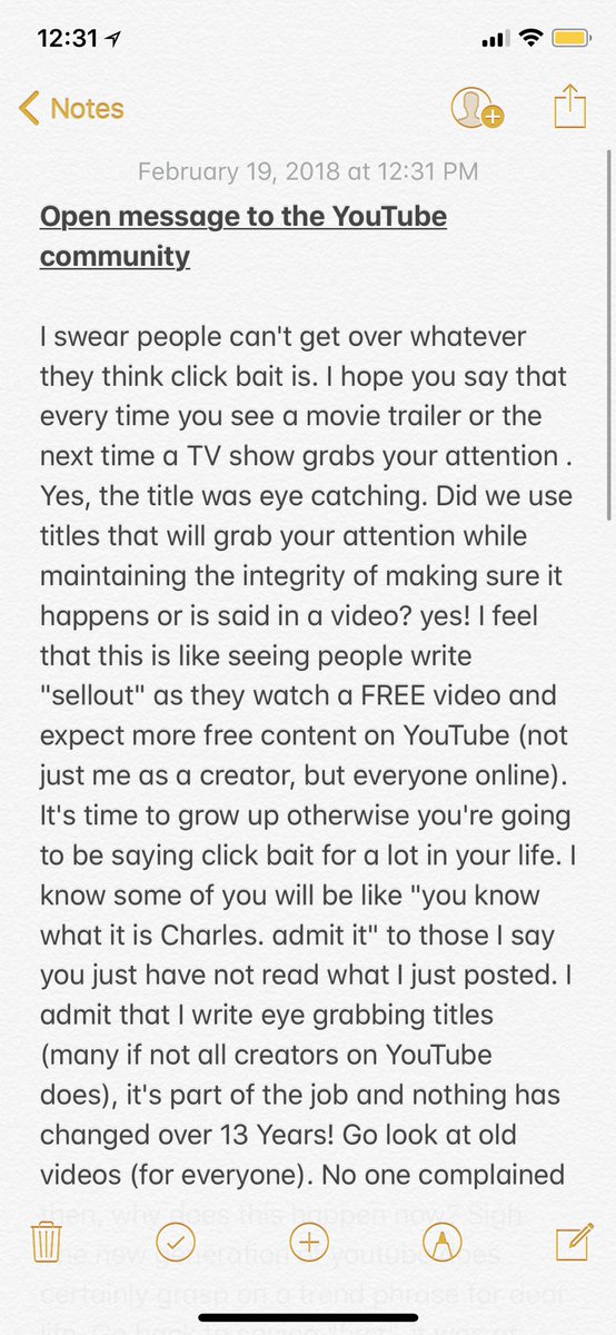 CharlesTrippy's tweet photo. an open letter to the YouTube community, please share if you express the same way. https://t.co/GaeC2DZvXp