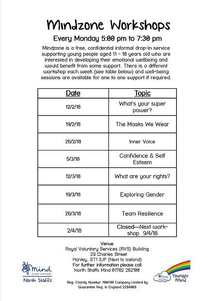 NSMindzone's tweet image. Here is an up to date timetable of our next 6 weeks at North Staffs Mindzone where the timetable started from Monday 12th February until Monday 2nd April. Apologies for the delay in relaying the information.