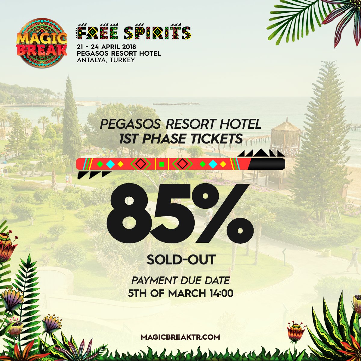 magicbreak's tweet photo. Magic yaklaşıyor, heyecan artıyor, kontenjan da doluyor.
Ana etkinlik otelimiz Pegasos Resort'un 1. Faz biletlerinin %85'i tükendi!
#MagicBreak
#MagicBreak2018 https://t.co/h4ezlJFwEE