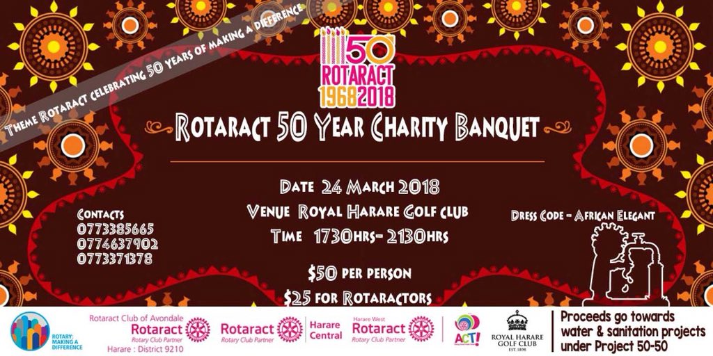 50Banquet's tweet photo. Be part of something historical, epic and life changing! #rotaract50 #rotary #charitybanquet  RSVP to secure a table #watersanitation #project5050 https://t.co/uNgehKszXL