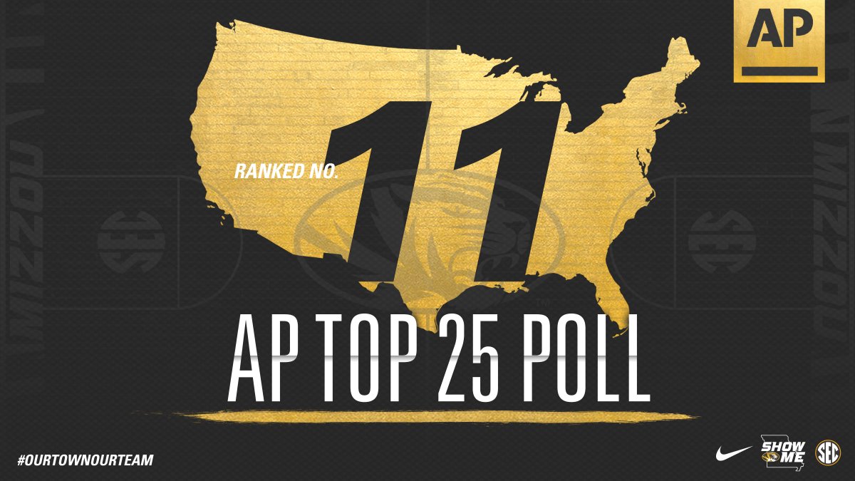 MizzouWBB's tweet image. #Mizzou moves up to 1⃣1⃣th in the nation in the latest @AP_Top25 poll!

#MIZ #OurTownOurTeam 🐯🏀