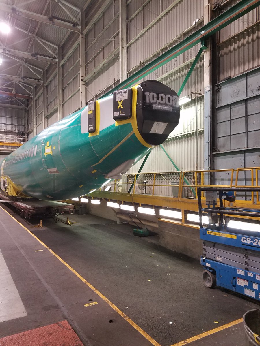 BoeingAirplanes's tweet photo. Look what arrived in Renton this morning! The 10,000th 737 fuselage delivered from @SpiritAero. Be sure to follow its progress through our factory. https://t.co/5jPHun6Lqw #Boeing #737MAX https://t.co/uarQ0S3jdl