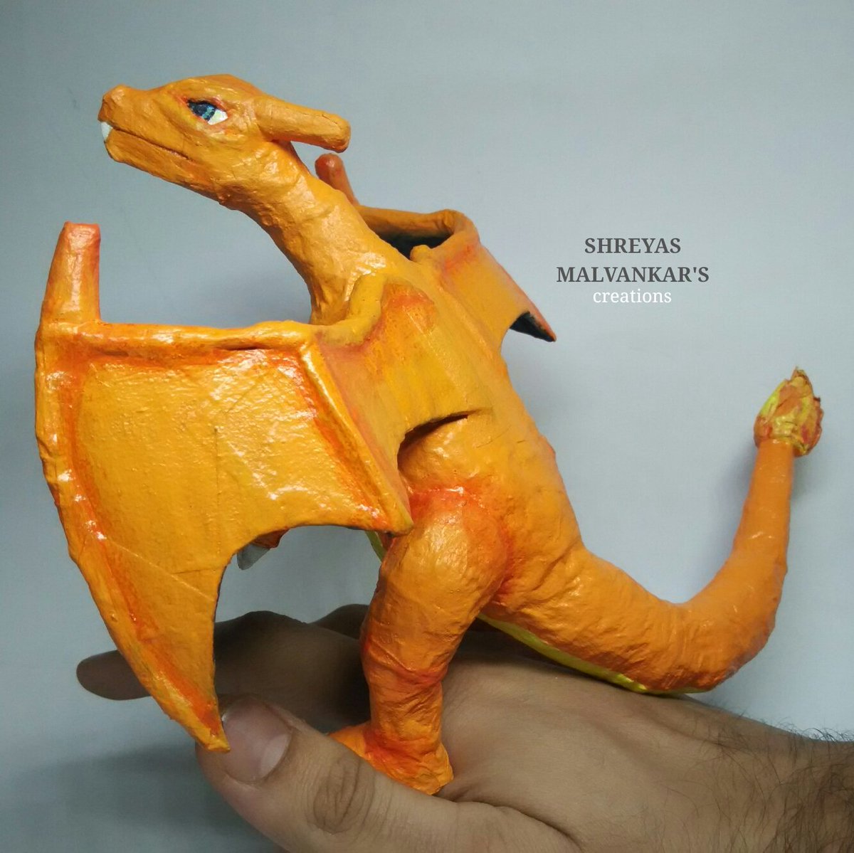 Charizard maquette made from paper clay \u0026 cardboard. Msg if Interested.  #cardboard #handmade #handcrafted #toydesigner #cardboardart #papermache  #paperclay #cardboardtoys #cardboardtoydesigner #handmadecraft  #handcraftedtoys #handmadetoys #maquette ..., image size:1200x1199