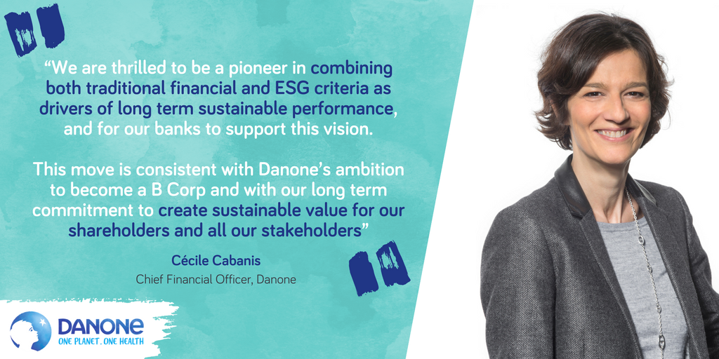 Danone's tweet photo. Embedding sustainability into the financial performance: on Feb 12th we amended our €2bn credit facility to include global environmental &amp; social criteria directly impacting the margin payable to our banks. #OnePlanetOneHealth https://t.co/v0WZFmKbhK