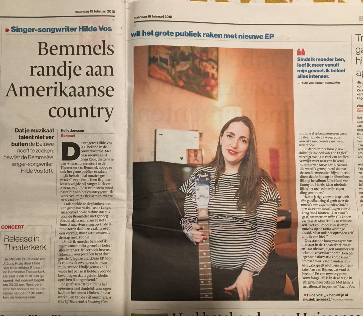 Hilde_Vos's tweet photo. a good article about my new EP The long road in the news paper today. #ep #thelongroad #pregnant #countrymusic https://t.co/lFyko7VZFz
