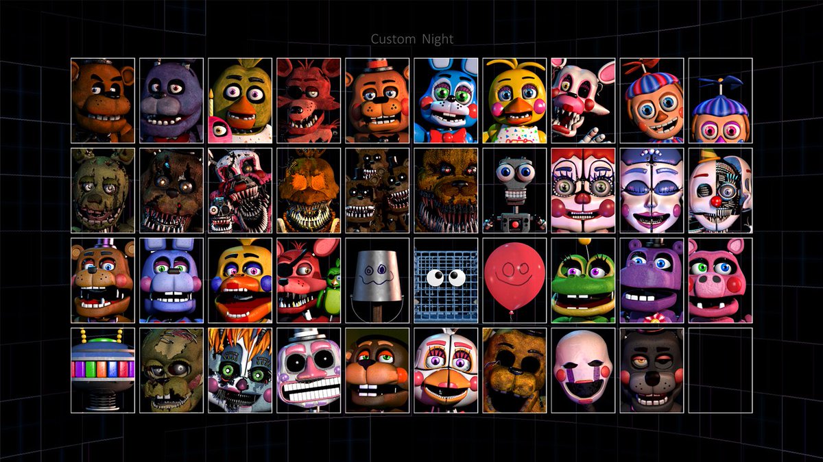 イシイニキ Ishiiniki Fnaf日本宣伝 Fnaf6カスタムナイトキャラクターまたまた追加 残り2 キャラの内1キャラが埋まりました Five Nights At Freddy S 6に登場した危険度maxの黒いフレディこと Lefty です さぁ 最後の1キャラは何になる