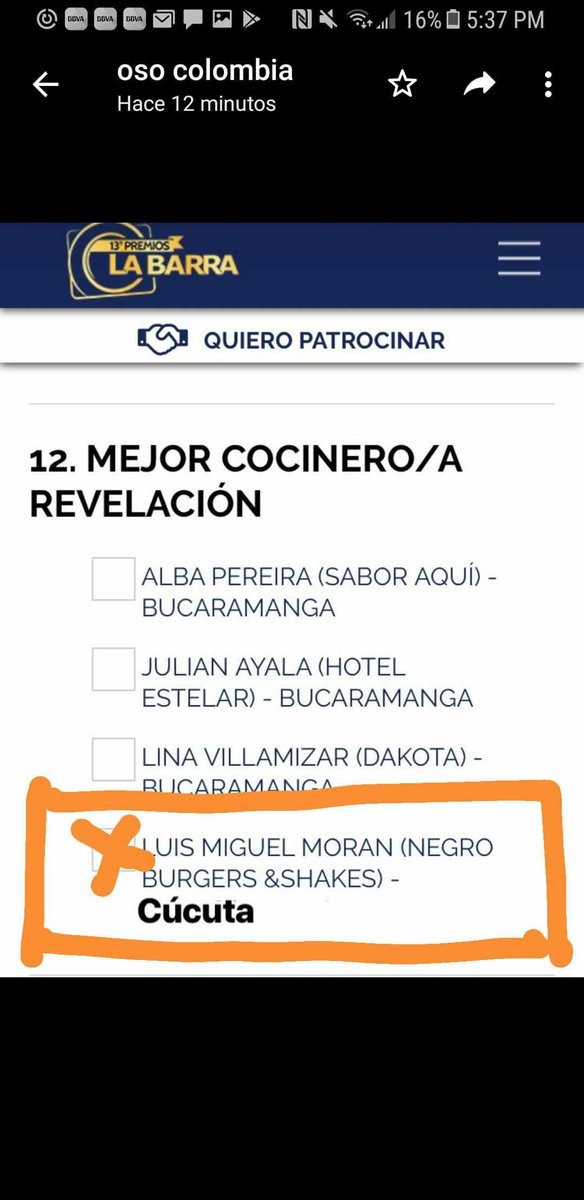 agradezco su voto por mi hermano