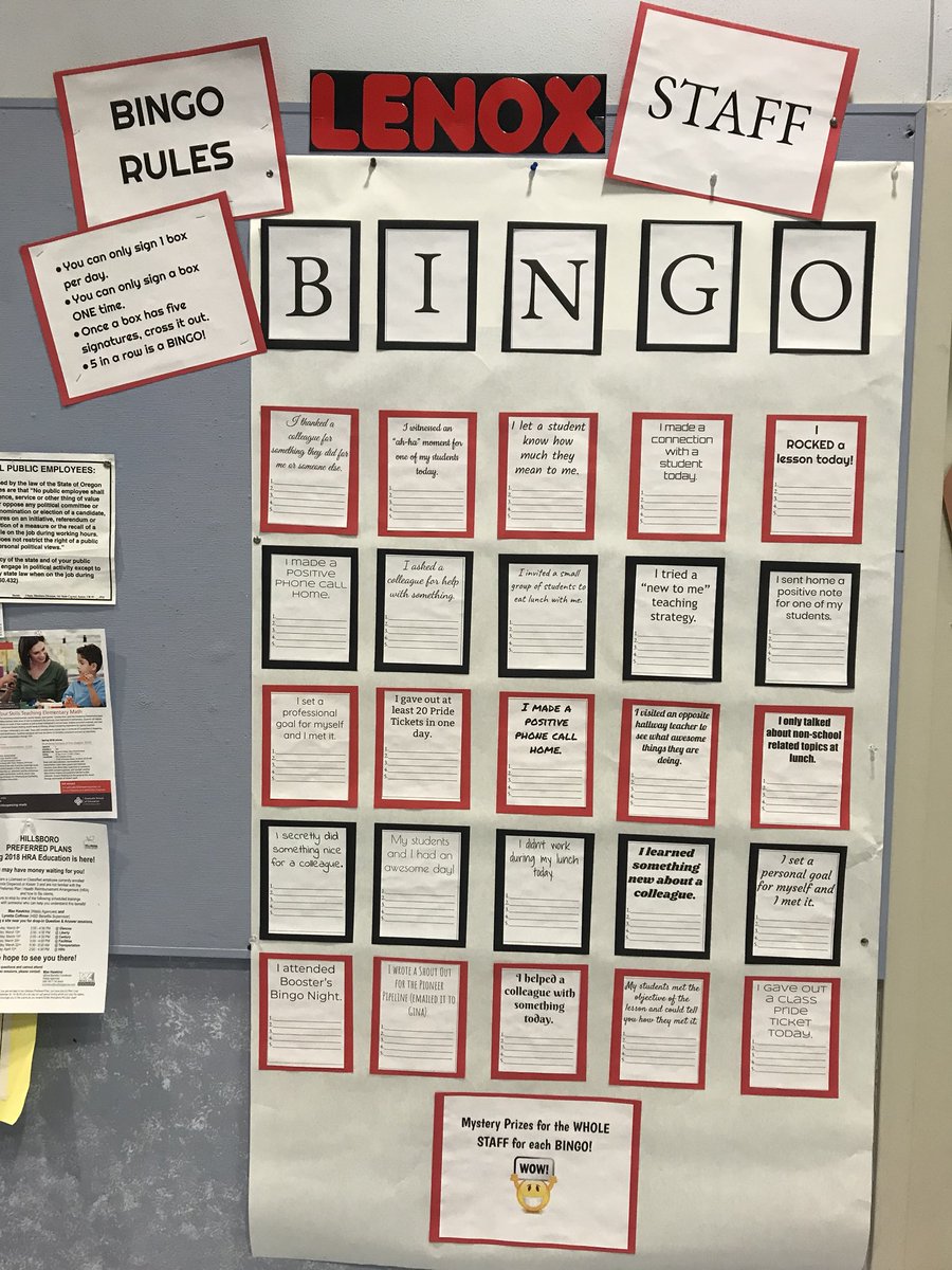 ginacmac's tweet photo. Staff Bingo game starting tomorrow! https://t.co/EakWx2RW0S