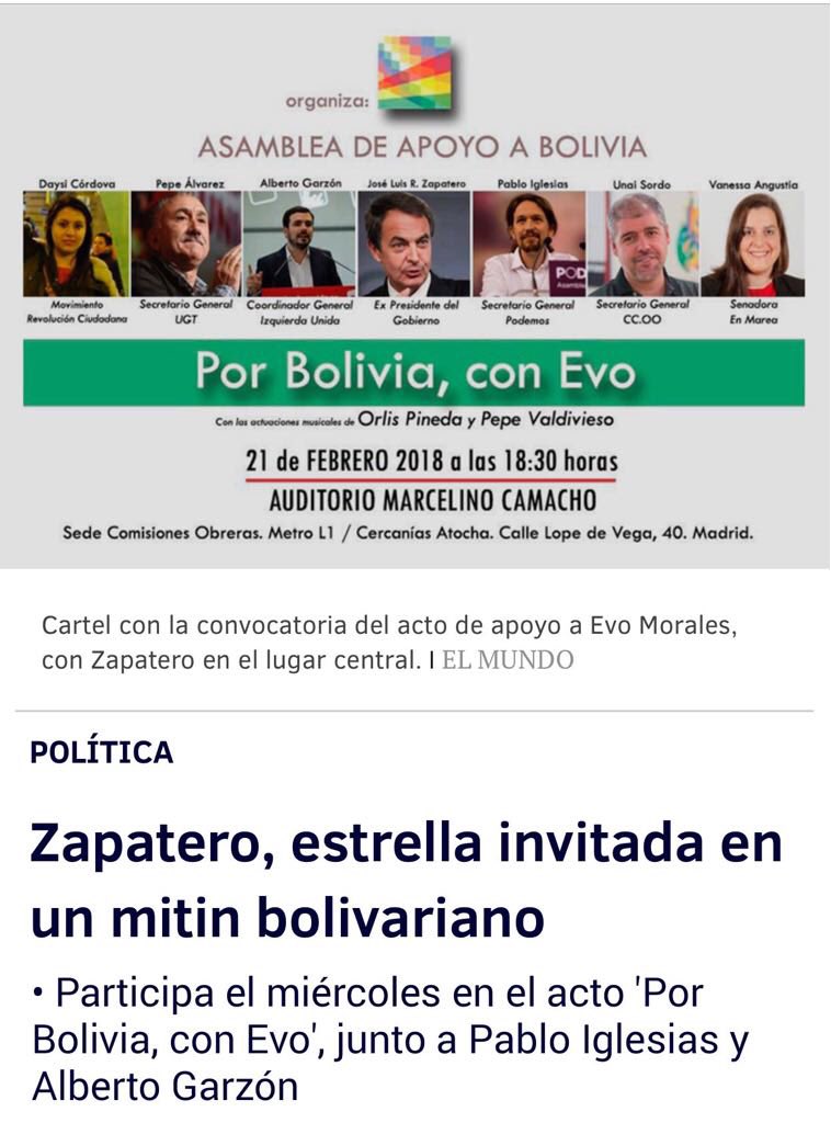 Para quien dudaba de que lado e$taba Zapat€ro en el “Diálogo” en Dominicana. Al lado de Podemos y otros zurdos rojos