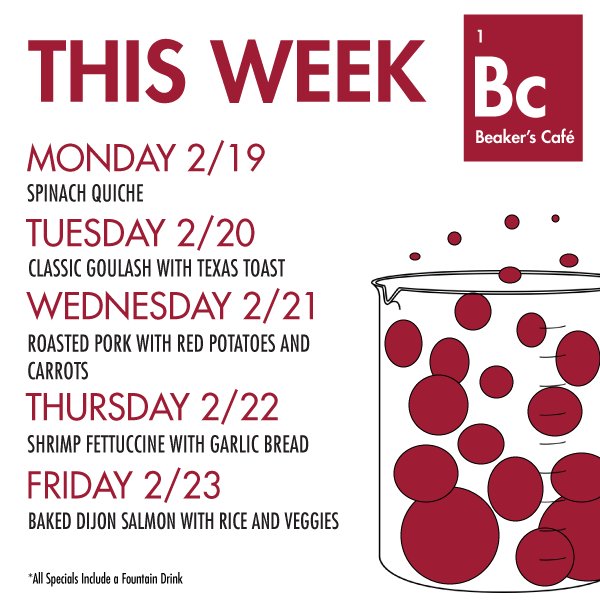 OUHSCDining's tweet image. Dave's Place and Beaker's Cafe have great specials this week!