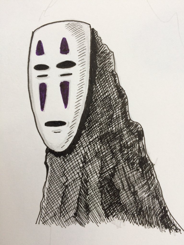 iawima's tweet photo. Hi @AnimalAlphabets N is for No Face. Did a quick scribble then tried something more complicated. Prefer the simple one. #StudioGhibli #AnimalAlphabets #colour_collective @Clr_Collective #BotoPink https://t.co/fNceNruR5b