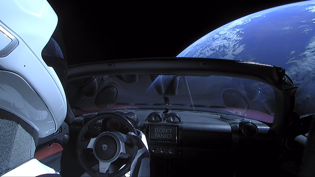 csa_asc's tweet photo. Incredible views of @SpaceX's Starman travelling in space! He launched on February 6th 2018 aboard SpaceX’s Falcon Heavy rocket.
Credit: SpaceX https://t.co/VKYAxrRrCa