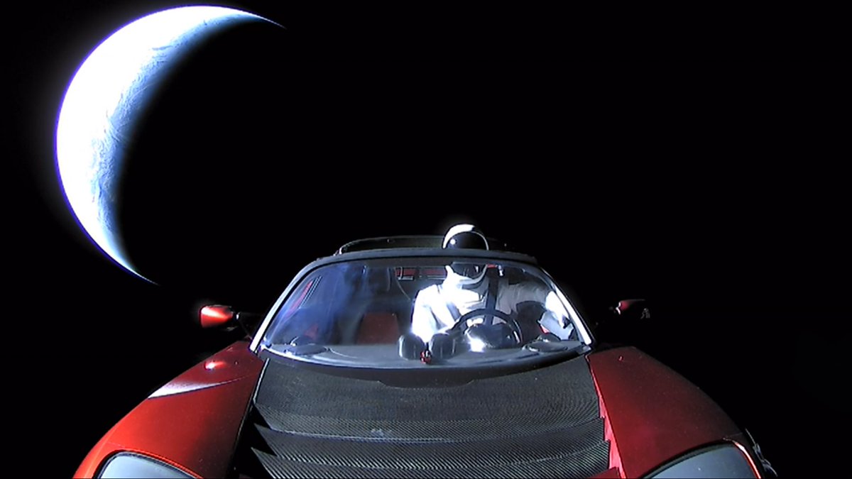 csa_asc's tweet photo. Incredible views of @SpaceX's Starman travelling in space! He launched on February 6th 2018 aboard SpaceX’s Falcon Heavy rocket.
Credit: SpaceX https://t.co/VKYAxrRrCa