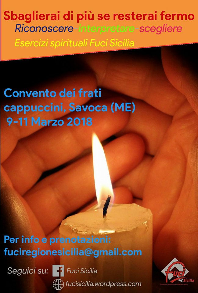 FuciMessina's tweet photo. Dal 9 all' 11 marzo presso il convento dei frati Cappuccini di #Savoca, #Messina, si terrà il ritiro quaresimale rivolto a tutti gli universitari che non hanno voglia di rimanere fermi davanti a un mondo che richiede sempre più impegno e determinazione. ULTIMI POSTI DISPONIBILI https://t.co/8myMLgqZUE