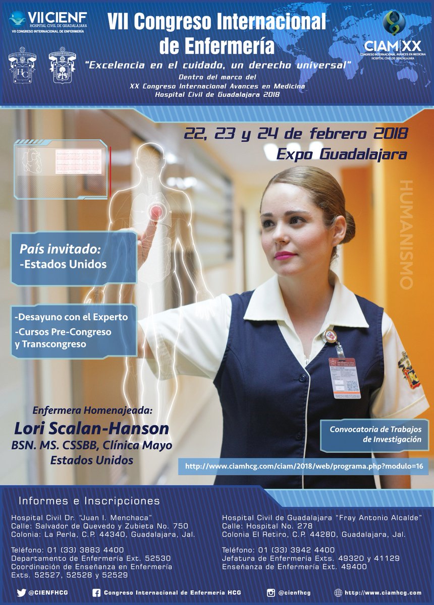 CIAMHCGOficial's tweet photo. VII Congreso Internacional de Enfermería @CIENFHCG 2018 en el marco del #CIAMXX
22, 23 y 24 de febrero 2018 / @ExpoGuadalajara / Valor curricular / Información e Inscripciones: 01 (33)38834400 extensión 52990 ó 52991 / inscripciones@ciamhcg.com
Visita: https://t.co/t9ozdp0MN7 https://t.co/ncOHbne0zN
