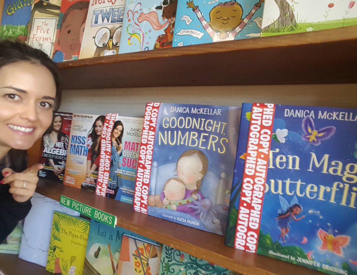 danicamckellar's tweet photo. *Signed Book Alert!* I just stopped by @childrensBW_LA and autographed all these @mckellarmath books. Call them to get yours! 310.559.2665 ๐
#GoodnightNumbers ages 0-5
#TenMagicButterflies ages 0-6
#MathDoesntSuck ages 9-11
#KissMyMath ages 11-13
#HotXAlgebraExposed ages 13-15 https://t.co/FIMEyvETFl