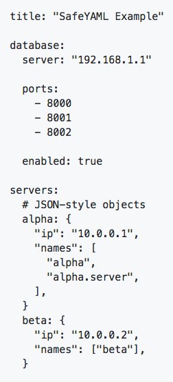 bitfield's tweet photo. “The YAML language is terrifyingly huge and full of pitfalls for people just trying to write configuration. SafeYAML is an aggressively small subset: everything you need for config files, nothing more. Just drop the safeyaml linter into your CI pipeline.” https://t.co/Au9jVZsOon https://t.co/gLmM4vqBh8