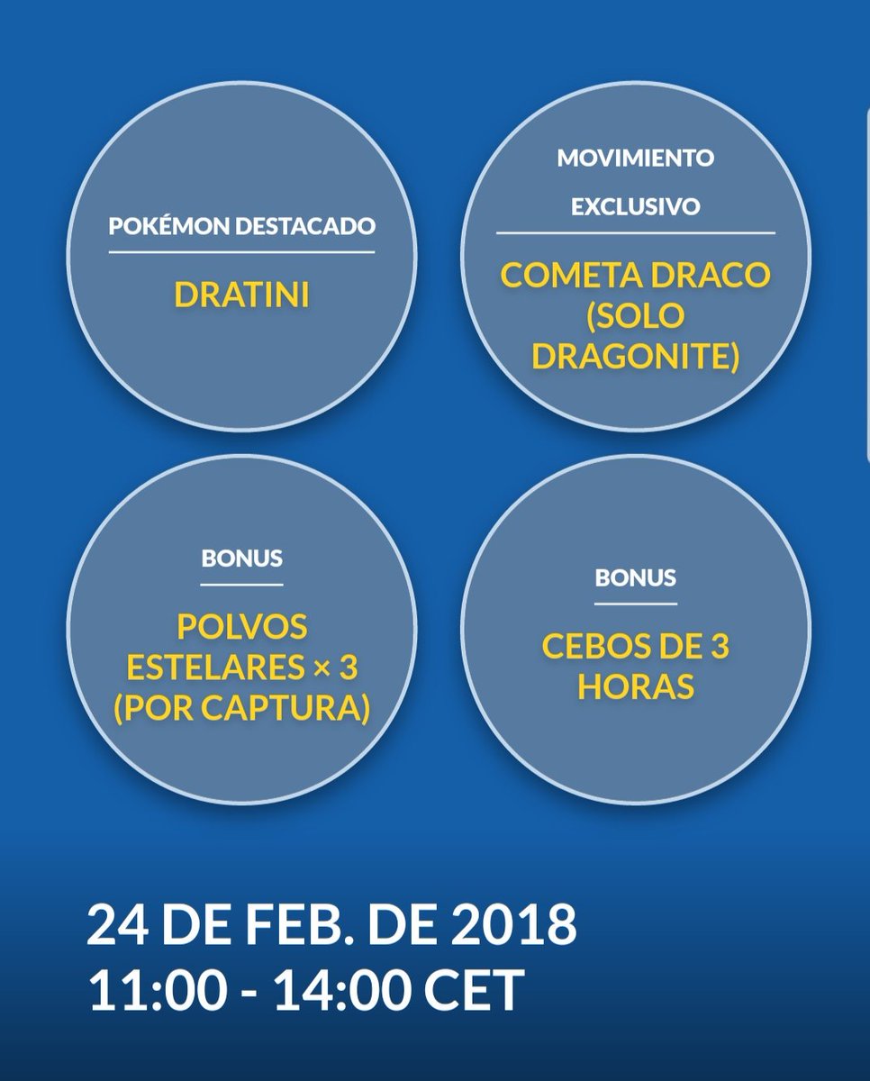 GameLeaksES's tweet photo. Entrenadores, este 24 de Febrero de 11 a 14h es el día de la comunidad. Consejos:
- Buscar algún lugar con spawn elevado con pokeparadas y activarlas
- Usar "Trozo estrella" xa q el x3 sea x4.5 polvos estelares
- Abrir huevos
- Evolucionar a dragonite dentro dl horario del evento https://t.co/OZNQnBoOSG