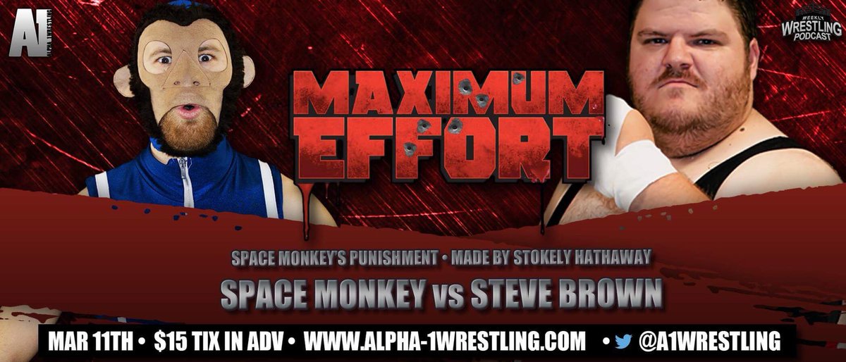 Matches that have been already announced for @A1Wrestling #MaximumEffort March 11. RSP defends Alpha Male Tittle v MJF. Alex Daniels defends Zero Gravity Title v Shane Sabre. Josh Briggs v Kobe Durst. Steve Brown v Space Monkey. What a great show this is already shaping up to be.