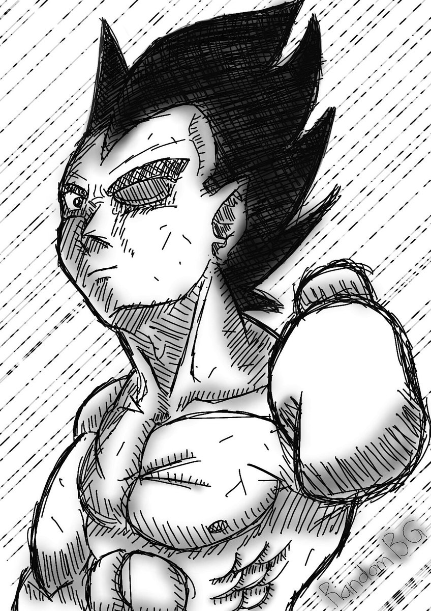 RandomBG_'s tweet photo. #VegetaBalboa @MasakoX Damn havent entered in a while so here goes, a sketch i did while i was supposed to be working on my presentation which is due on friday now i have hour less to work on it ;) played around with some lines to make it look kinda messy! https://t.co/wGBciPqz28