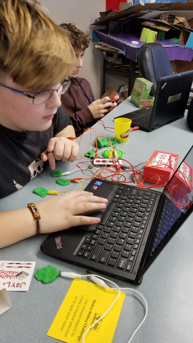 BCS_AIG's tweet photo. Today's tech task cards allow students to accept the levels of challenge they desire. We're using Makey Makeys to prepare for Maker Madness coming in May!!! #WeAreBCS  @BuncombeSchools @crazycutshall https://t.co/Riyn7R1mfN