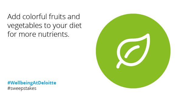 ScromieJ's tweet photo. Well-being tip: Eat the rainbow #WellbeingAtDeloitte #sweepstakes https://t.co/Kv9hWyicbI