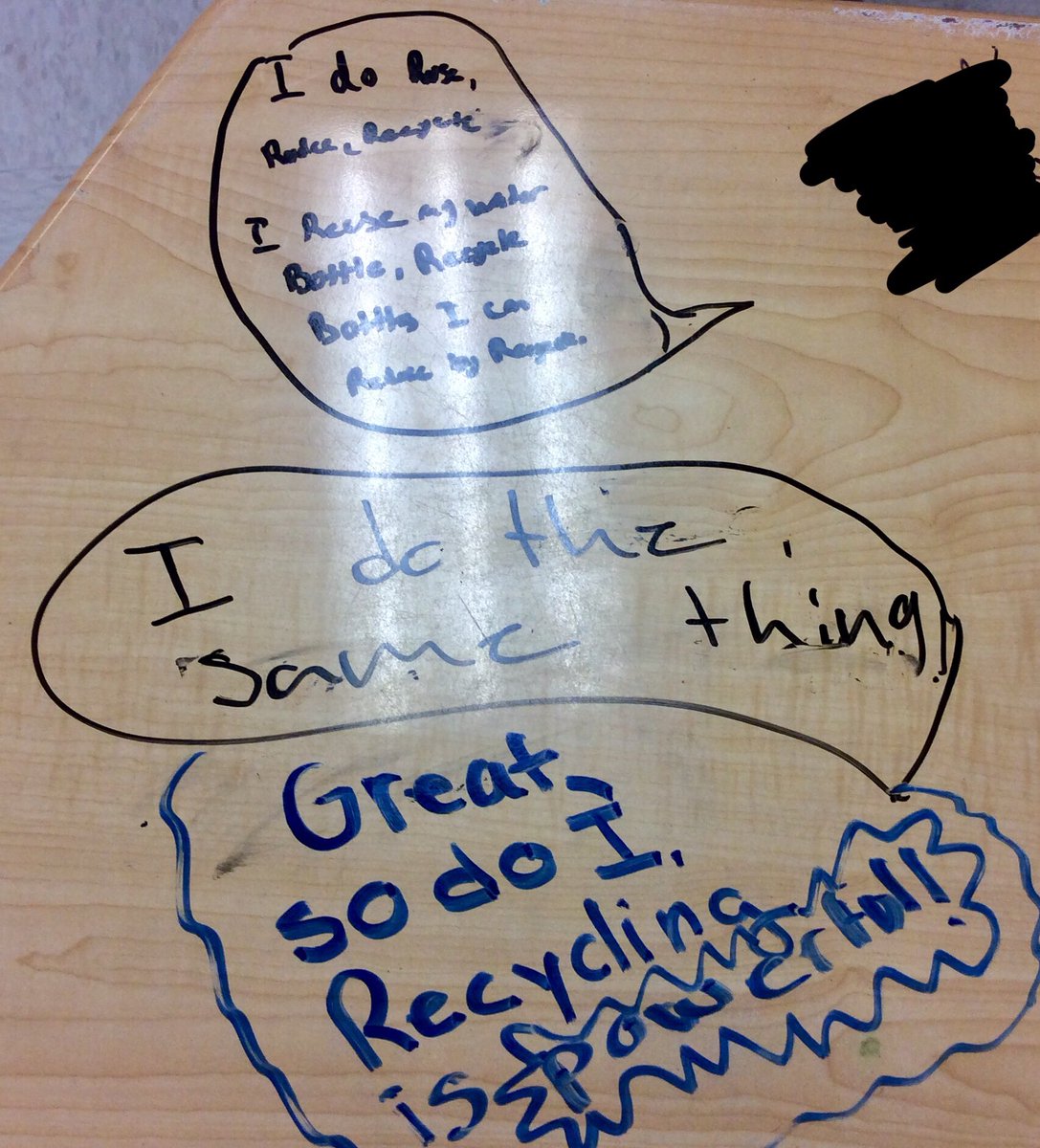 JackieJasko's tweet photo. Do you reduce, reuse, and recycle at home? #savetheworld #tabletoptexting @ParksideProud https://t.co/5WpjZcISHP