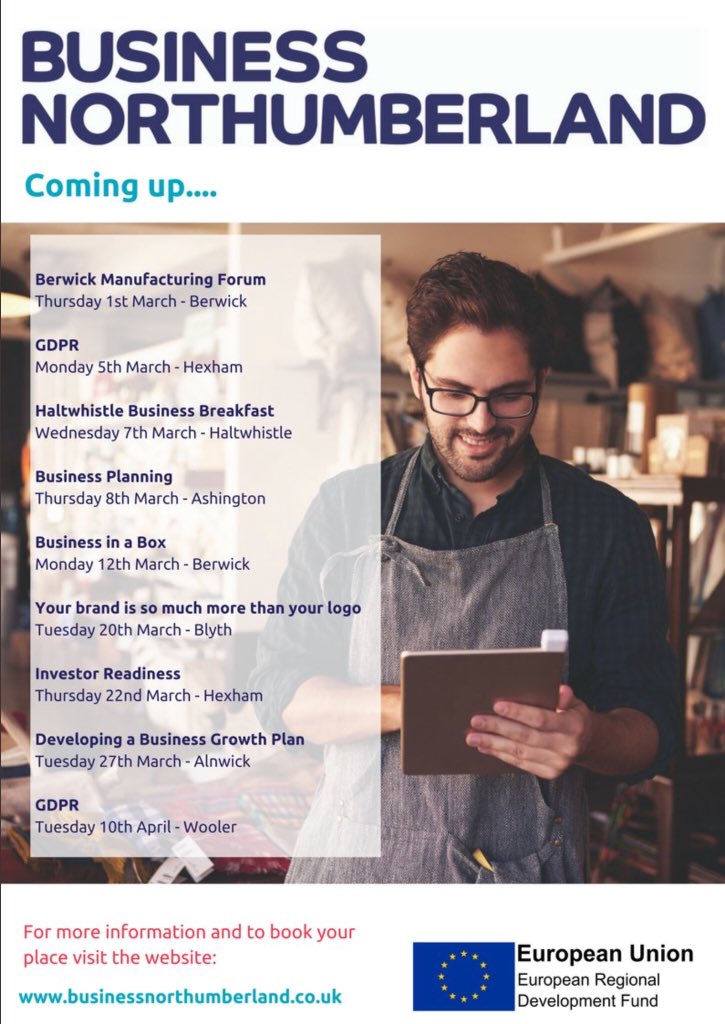 Coming up in the next few weeks , some great fully funded workshops to help your business grow. Interested then register at businessnorthumberland.co.uk 
#northeasthour #business