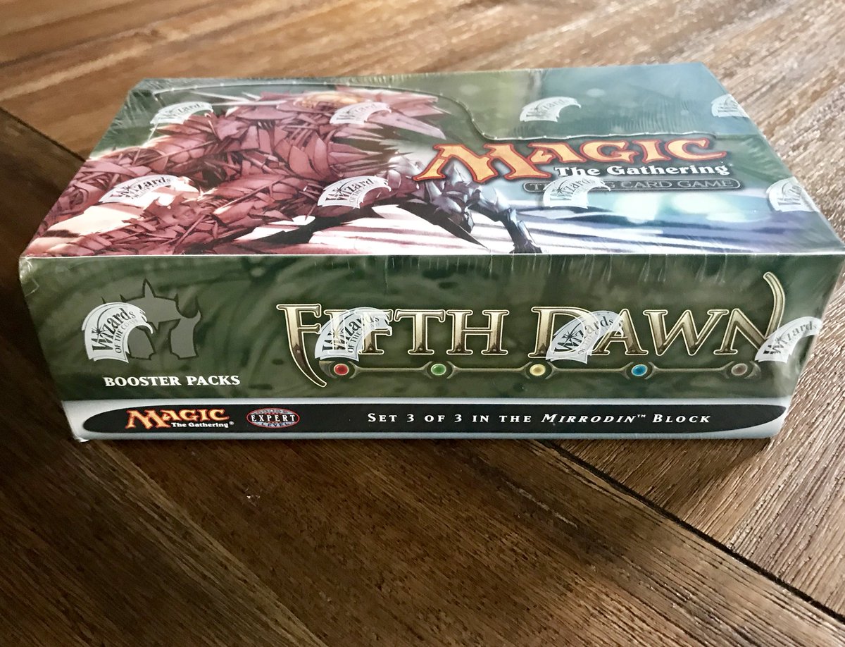 SilverTalkie's tweet photo. Happy #MagicMonday! #FifthDawn was a fun set. #crucibleofworlds #engineeredexplosives Here’s another sealed booster box from my collection. (I’ll never have them all.) #magicthegathering #mtg #sealedmtg #sealedmagicthegathring https://t.co/6RXDl0Ix3Z