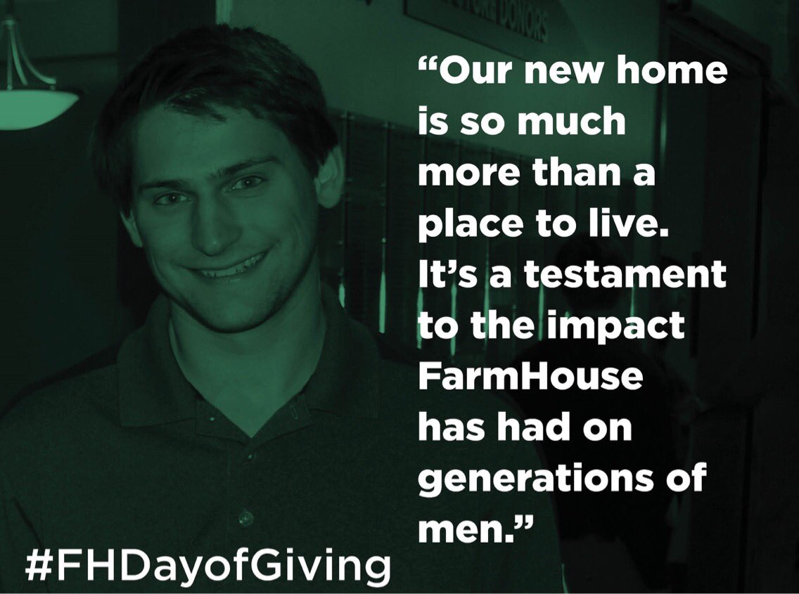 It's where you sharpened your teamwork skills, built friendships and found brothers. It was HOME. Your financial support on the #FHDayofGiving next week gives young FarmHouse men like Josh a place to call HOME! Join us 2/28! bit.ly/FHGIVE