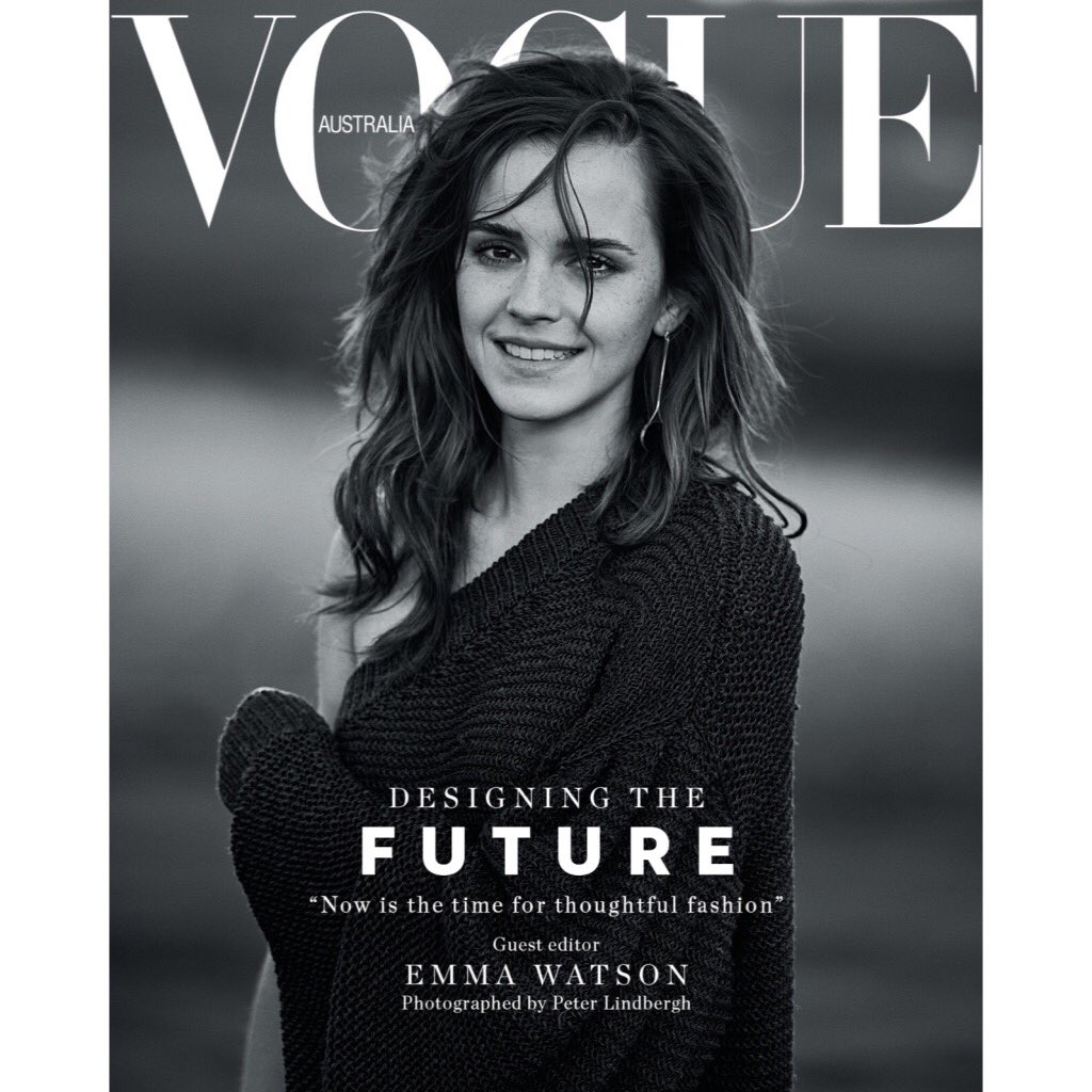 EmmaWatson's tweet photo. I helped guest edit @vogueaustralia’s March issue dedicated to conversations about sustainability and “Designing the Future”. 

I am so proud of this! @Edwinamccann thank you for making my editing dreams come true. Link in my bio to read my guest editor letter. https://t.co/p3vRQ1AEoh
