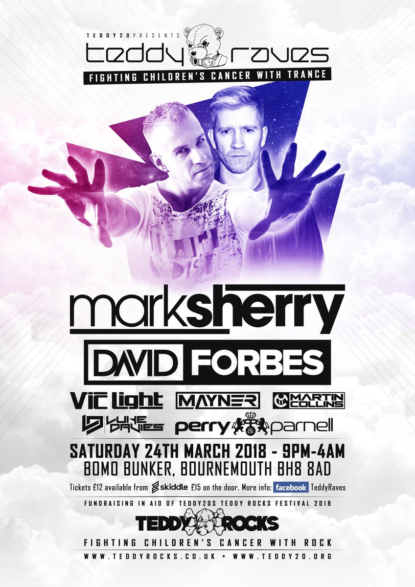 TeddyRaves's tweet photo. Just over a month until the first @TeddyRaves of 2018! And what a belter it’s set to be! Headlining @marksherry @djdavidforbes       In aid of Children fighting cancer @TheTeddy20 @TeddyRocksFest 
Tickets on sale now! 
https://t.co/SfuKf9ybza  #FightingChildrensCancerWithTrance https://t.co/IQx3Bx67Pc
