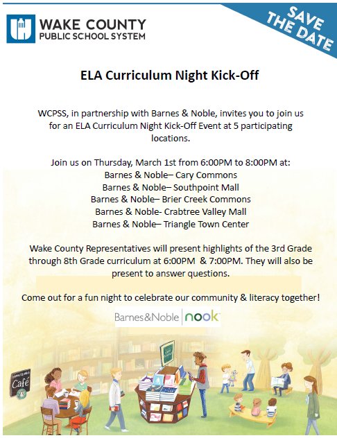 Mills Park Middle On Twitter Wcpss Ela Curriculum Night Kick Off