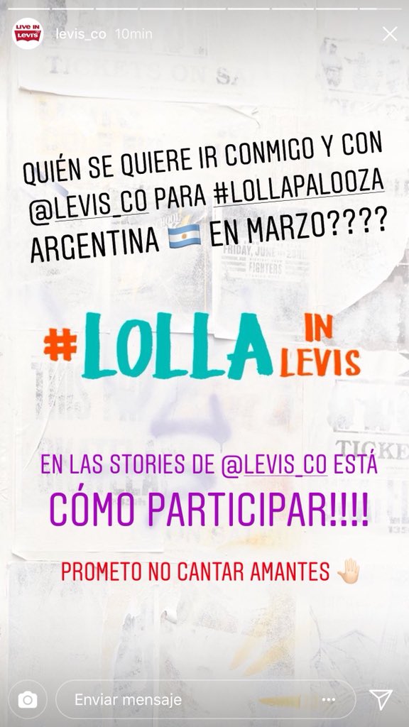 itamaria83's tweet photo. Levi’s tiene un concurso muy chévere en sus historias de Instagram.... El ganador o ganadora se va con nosotros al Lollapalooza Argentina en marzo! Participen que soy buena compañera de viaje y de festival ✈️🇦🇷🎶👖 @Levis_Co https://t.co/T493CdM1gQ