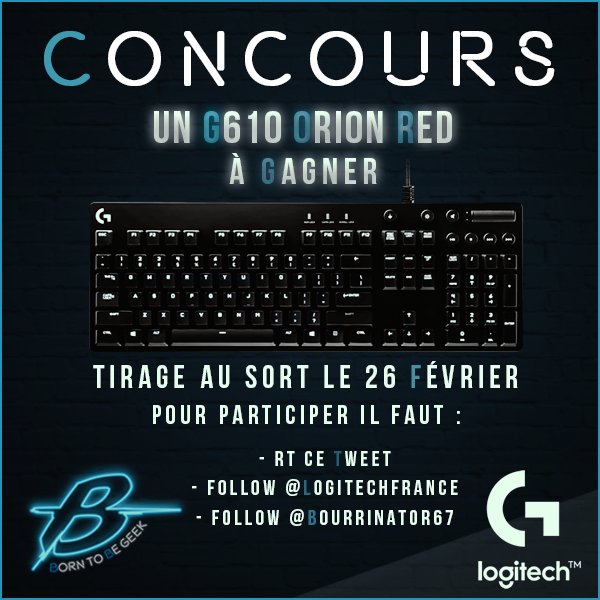 bourrinator67's tweet photo. 🎊🎁🎉⌨🎊🎁🎉 GAGNE TON G610 ORION RED DE LOGITECH !! 🎊🎁🎉⌨🎊🎁🎉 Suffit de #RT et #FOLLOW @bourrinator67 et @LogitechFrance  Le tirage au sort aura lieu le 26 février 2018 !!!! 🎊🎁🎉⌨🎊🎁🎉 https://t.co/XcS7SRMAzp