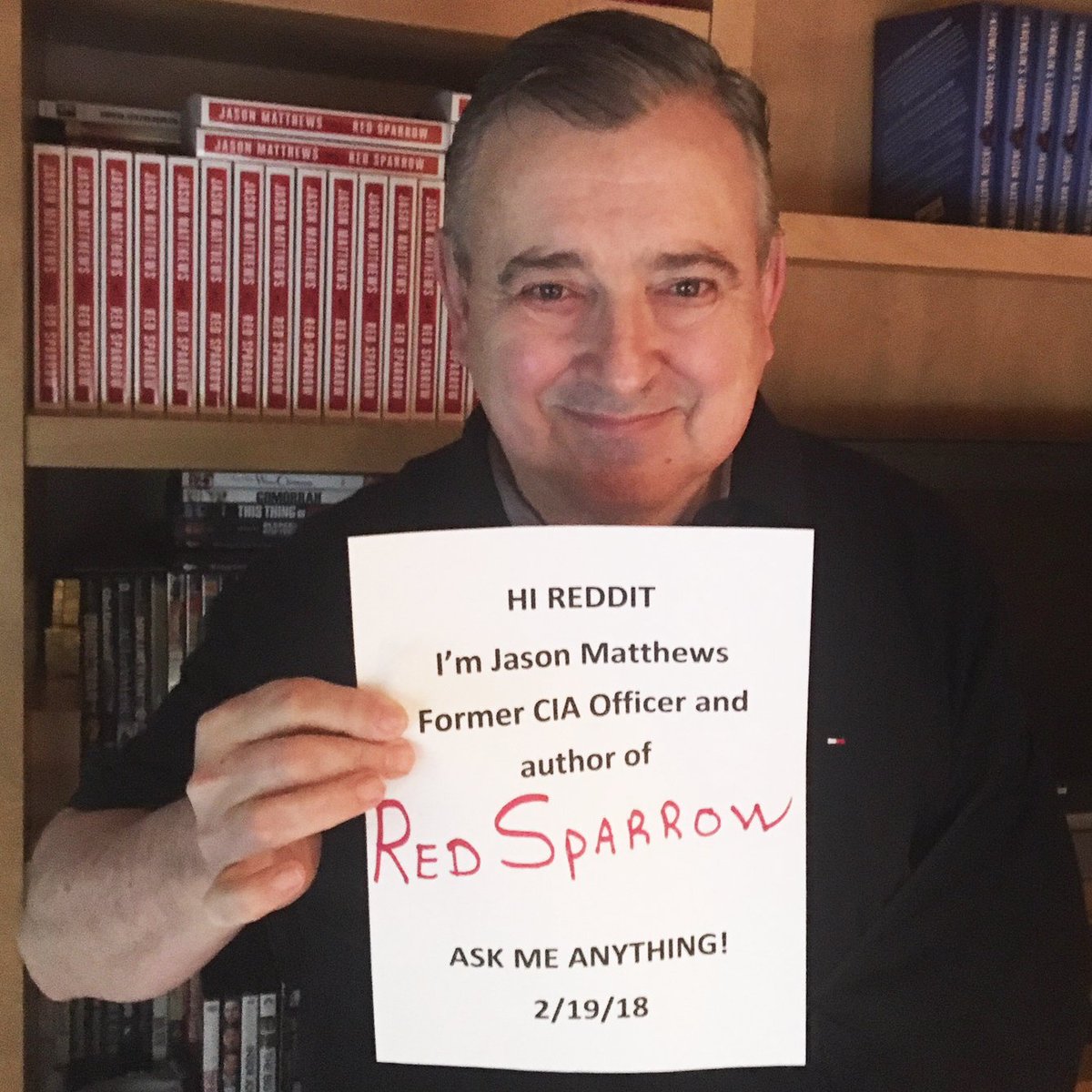 Red Sparrow on Twitter: Red Sparrow author and former CIA operative Jason Matthews Join his Reddit now: https://t.co/AIx3Lr8qeU https://t.co/8NPcDbSb02" / X