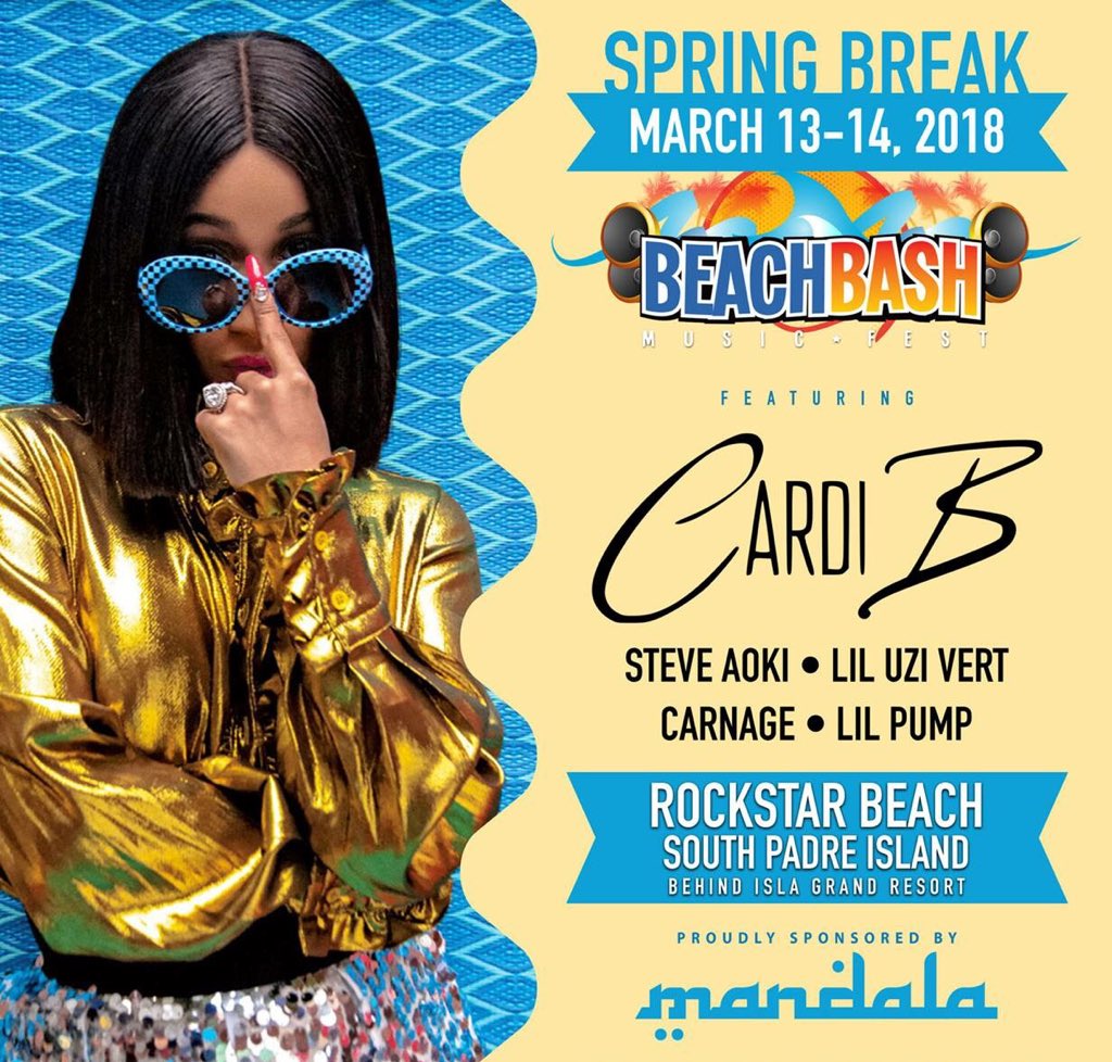 MJLikeTwo3's tweet image. 🚨South Padre Island has the dopest lineup this year for Spring break 2018. 🔥🌴☀️Steve Aoki, Lil Uzi Vert, Lil Pump, Cardi B &amp;amp; more. 😎

Contact me for more information!

#SpringBreak #RockstarBeach #CollegeSpringBreak #southpadre2018 #Padremaniac