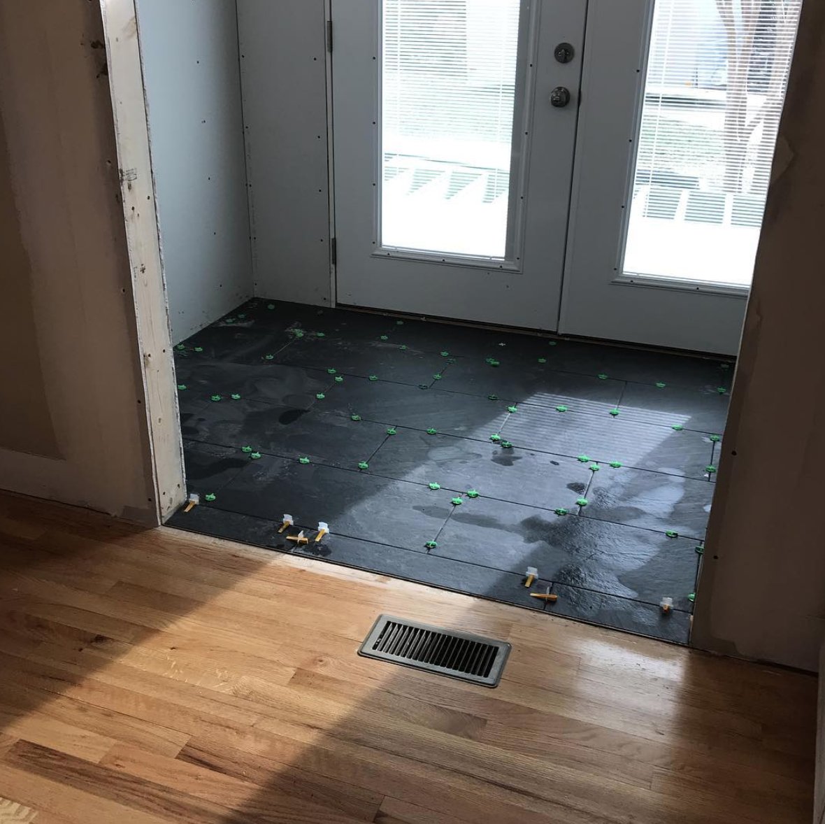 cccraftsman's tweet photo. We're quite skilled when it comes to laying new flooring. Take a look at some of the tile and slate we're putting down at current job sites. #Asheville #Remodeling #Flooring https://t.co/hK76yRz1W1