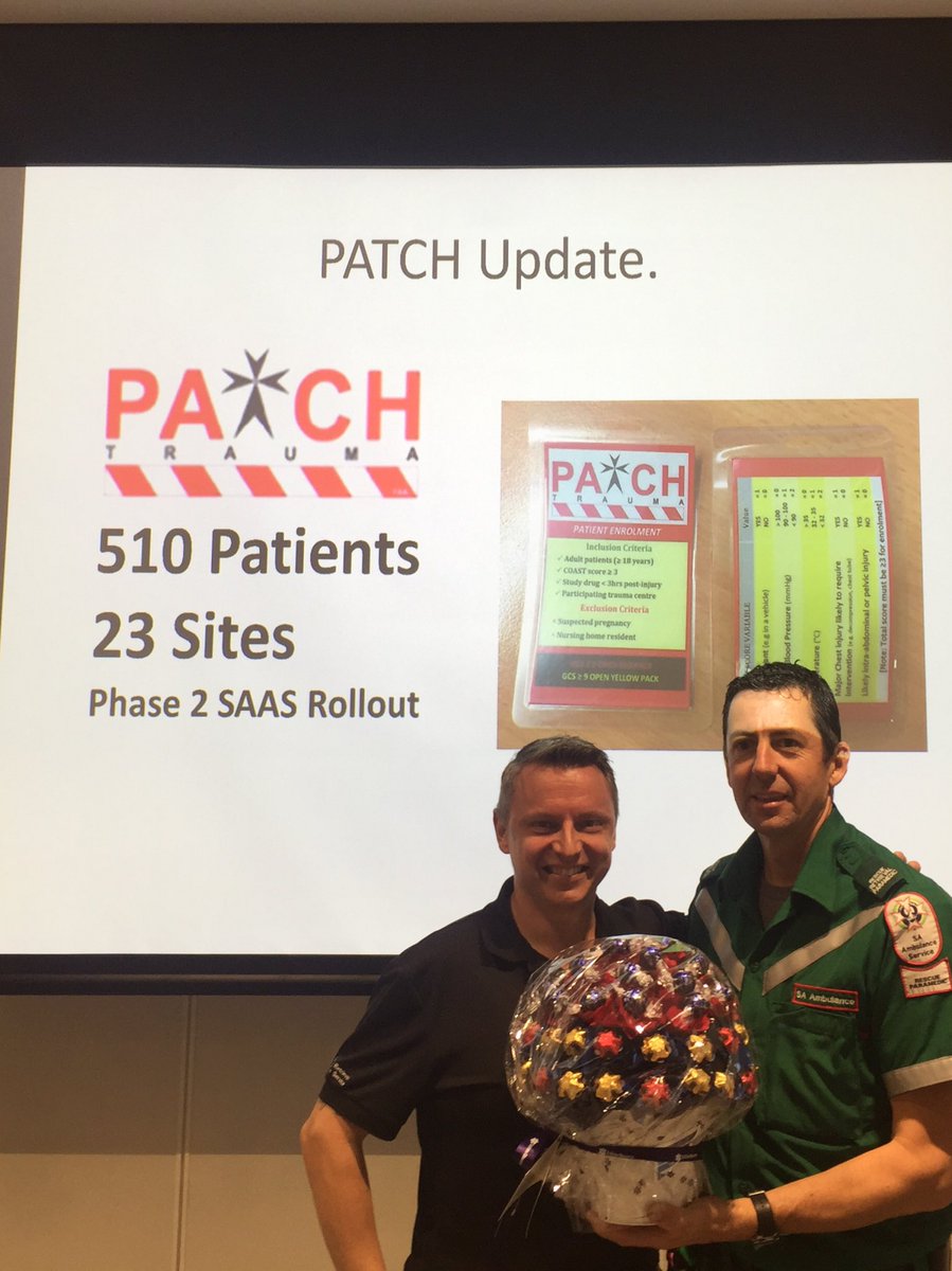 Thx <a href="/PATCHTrial/">PATCH Team</a> for gift. Thx Ray (lead recruiter) <a href="/DJBMartin75/">Daniel Martin</a> for managing at <a href="/MedSTAR_SA/">MedSTAR Retrieval SA</a>. Wider <a href="/SA_Ambulance/">SA Ambulance Service</a> rollout with <a href="/MeganCheney1/">Megan Cheney</a>