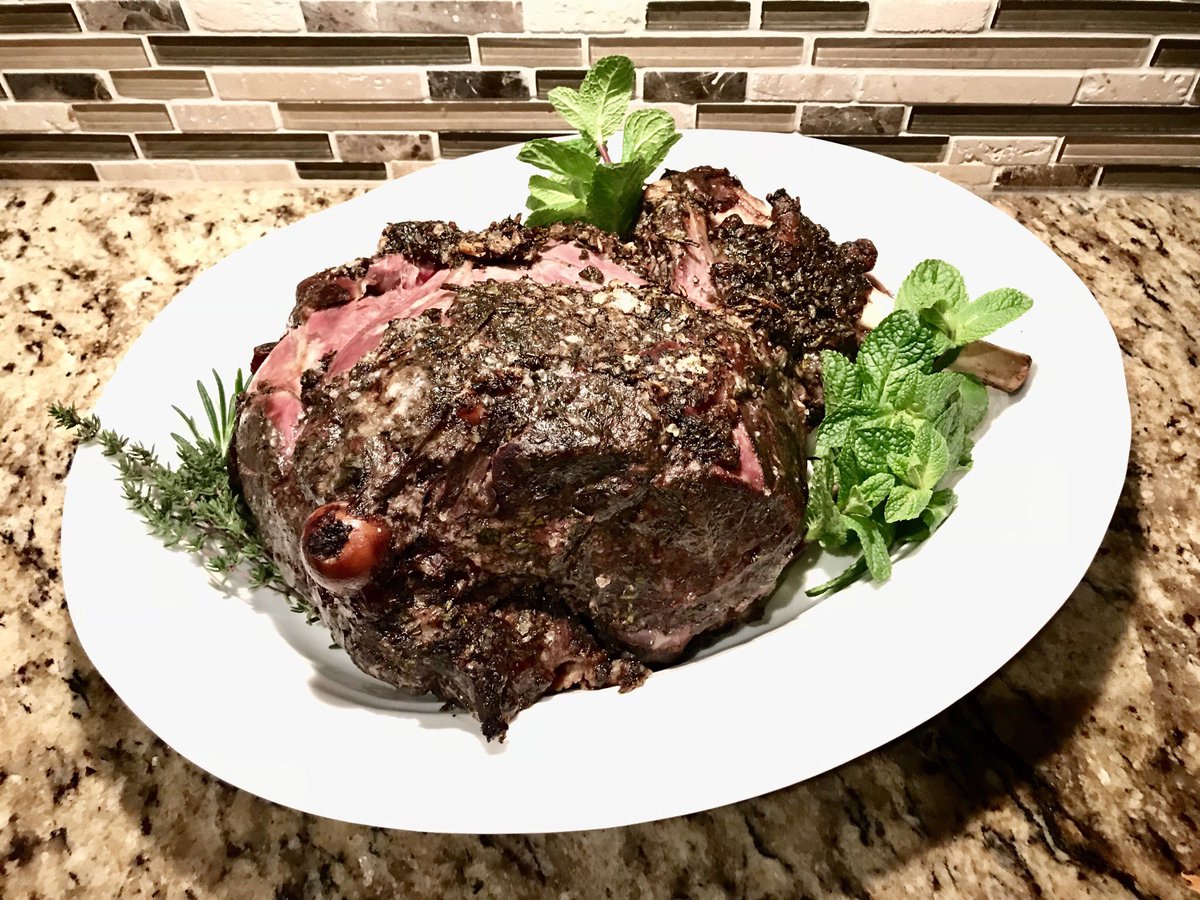 MenuEvolution's tweet image. Low and Slow #SousVide Australian Leg of Lamb. Perfect 130 degrees for 32 hours marinated with Fresh Rosemary, Thyme, Garlic, Black Pepper and Olive Oil. Finished under the broiler with Mandarin Olive Oil, Fresh Mint &amp;amp; Sea Salt to caramelized #Deliciousness #LowAndSlow #Anova